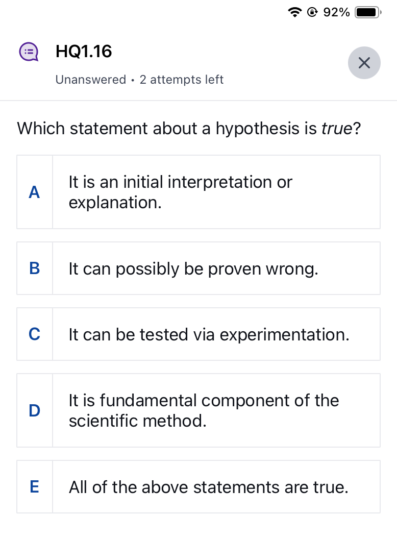 HQ 1 . 1 6 Unanswered * 2 attempts left Which