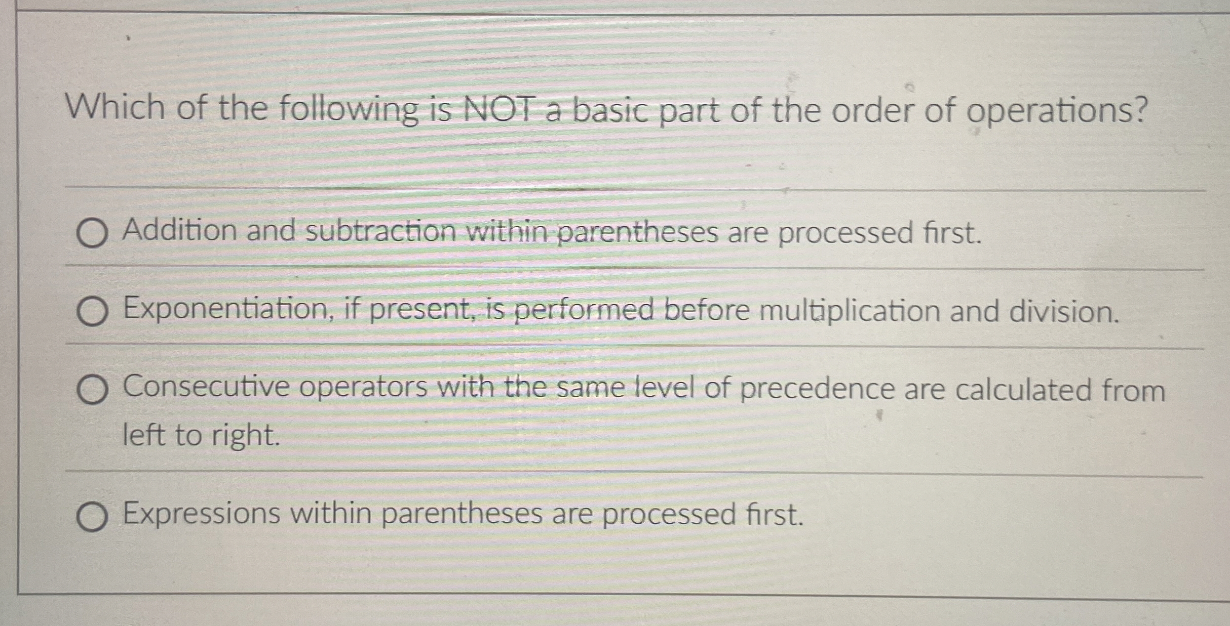 Which of the following is NOT a basic part of the