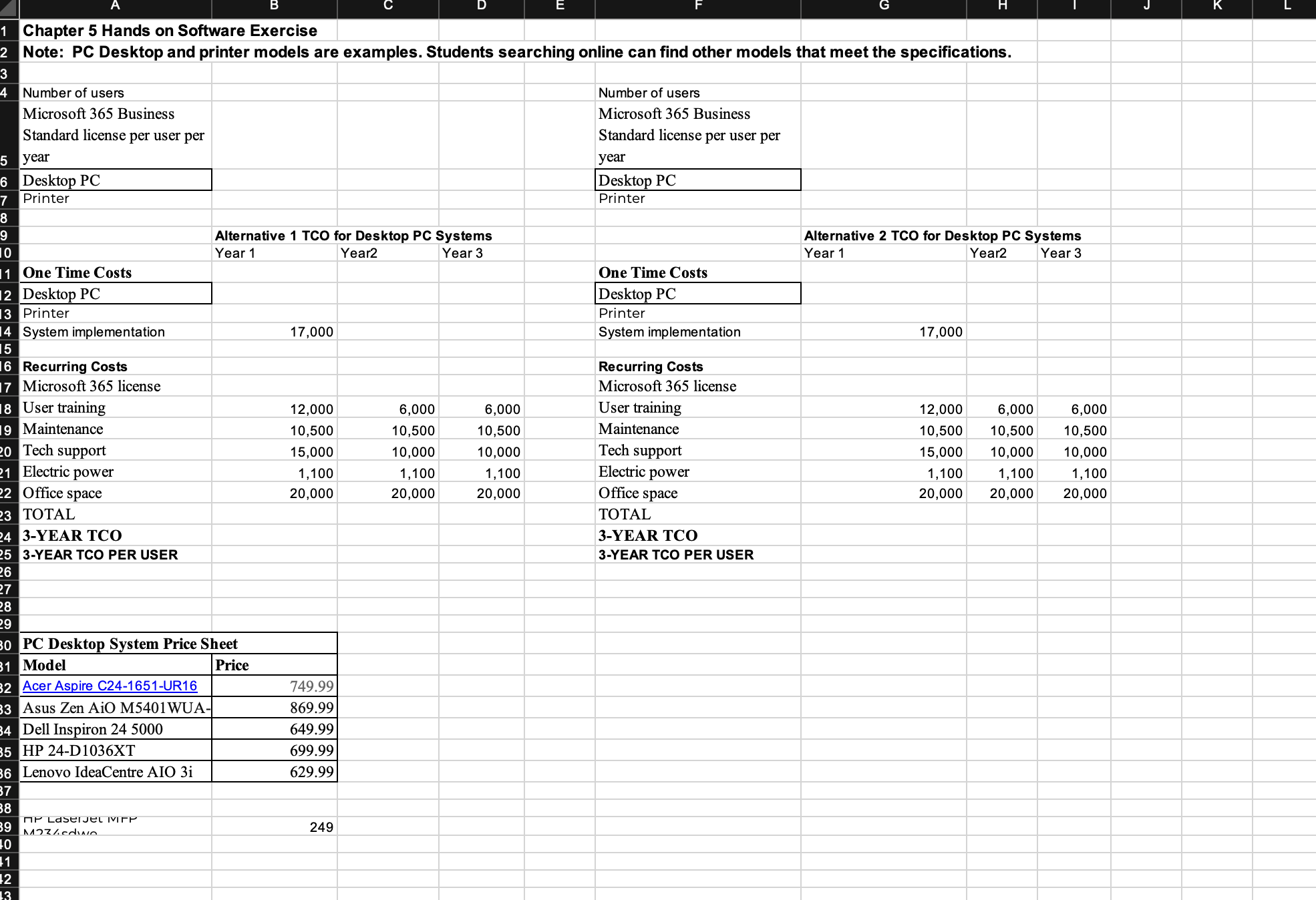Chapter 5 Hands on Software Exercise Note: PC