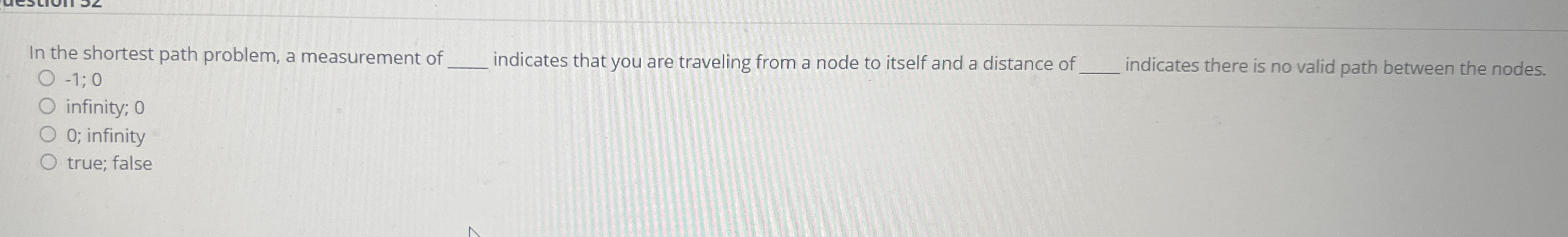 In the shortest path problem, a measurement of q