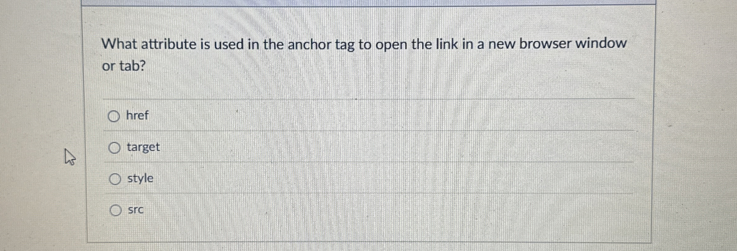What attribute is used in the anchor tag to open