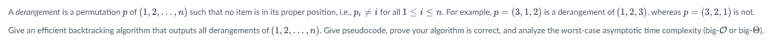 A derangement is a permutation p of ( 1 , 2 ,