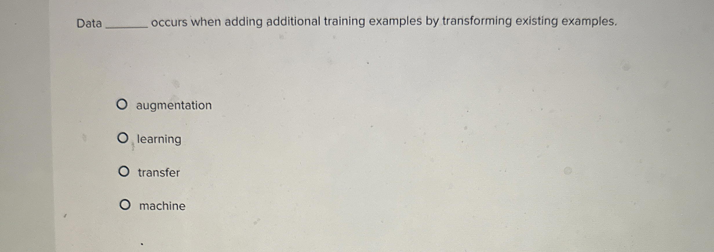 Data occurs when adding additional training