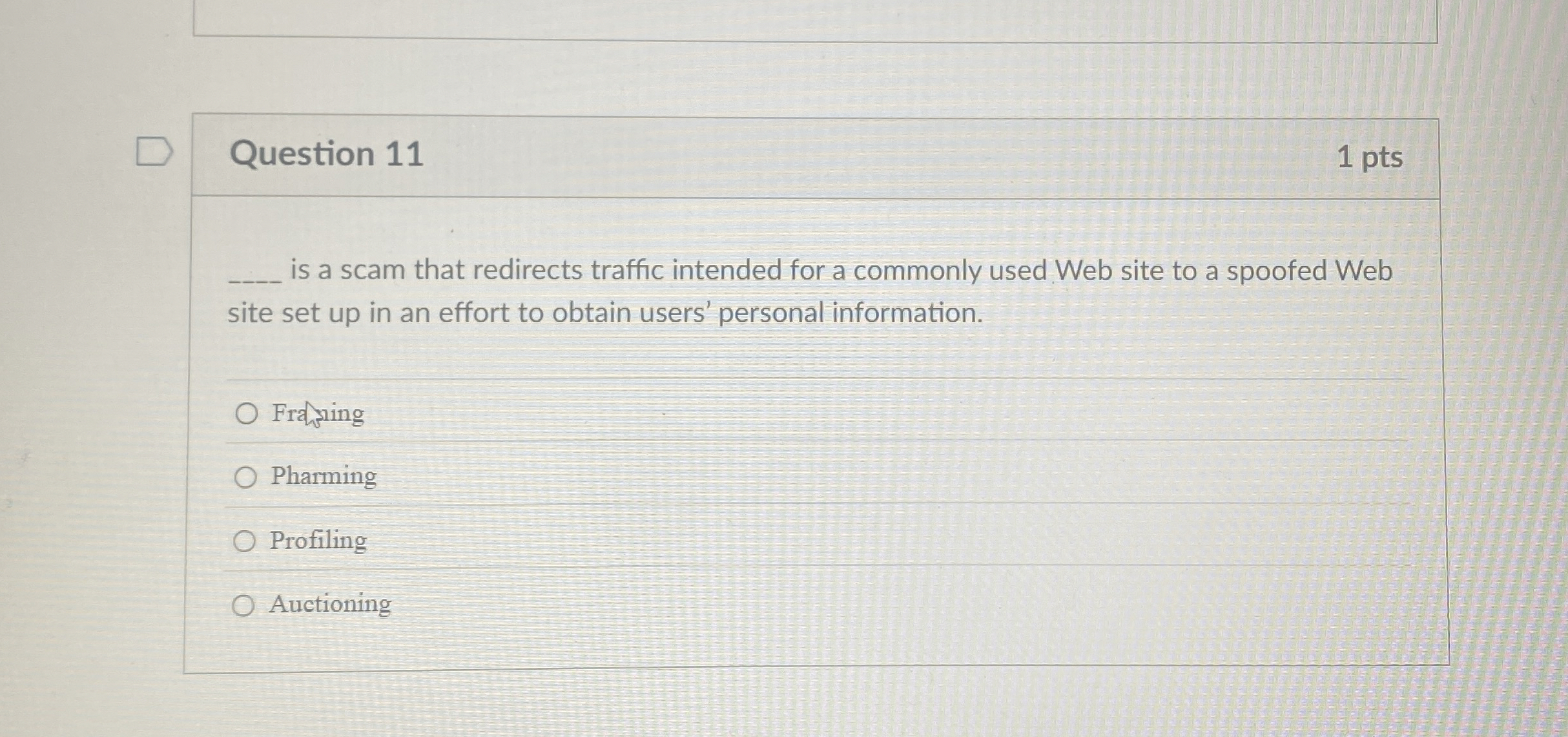 Question 1 1 is a scam that redirects traffic