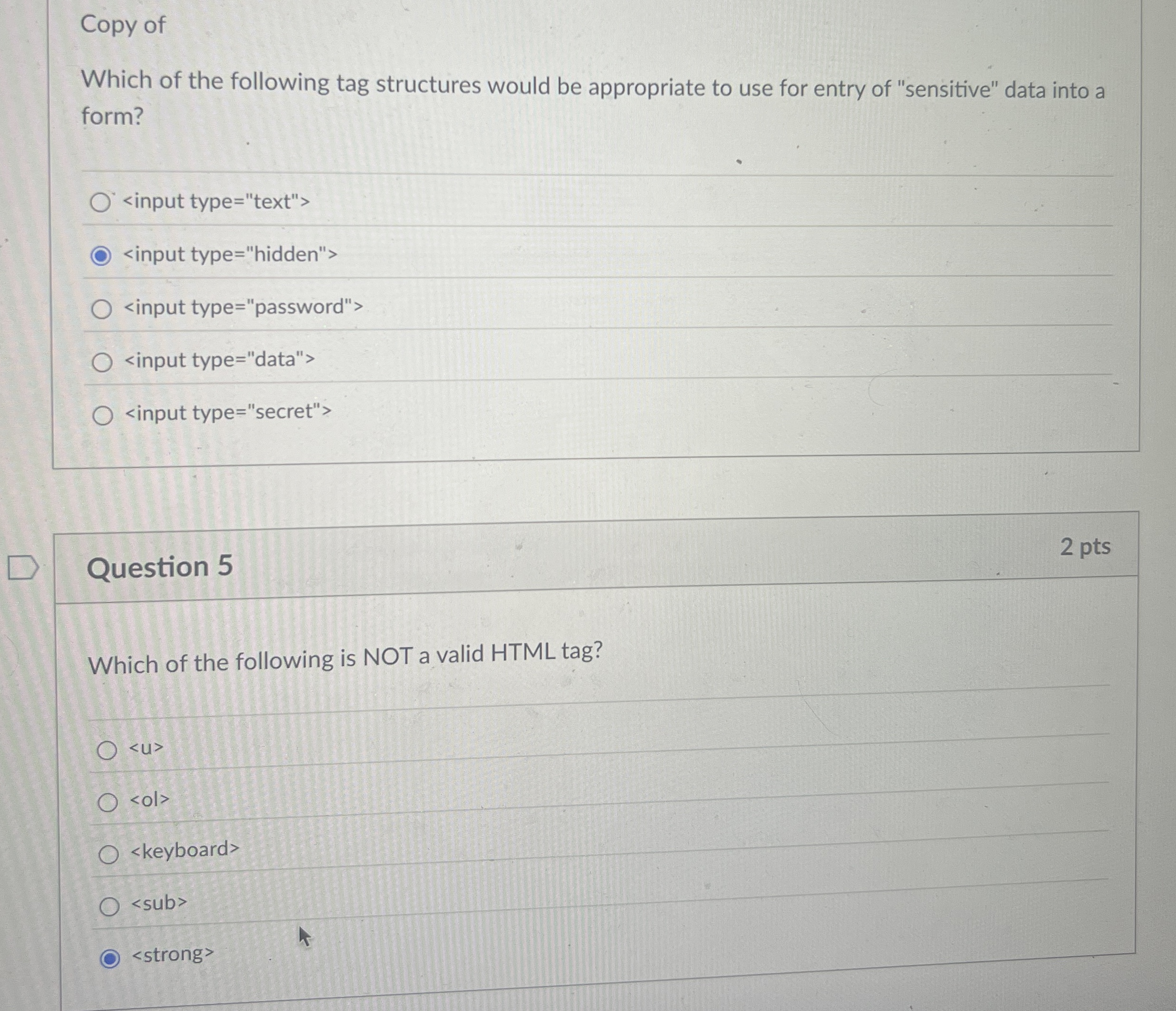 Copy of Which of the following tag structures