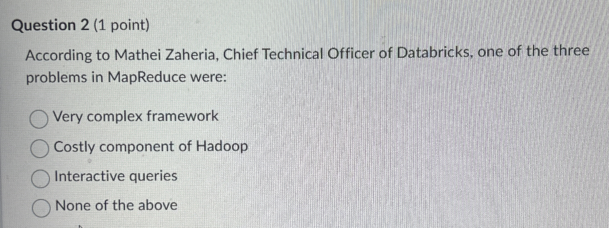 Question 2 ( 1 point ) According to Mathei