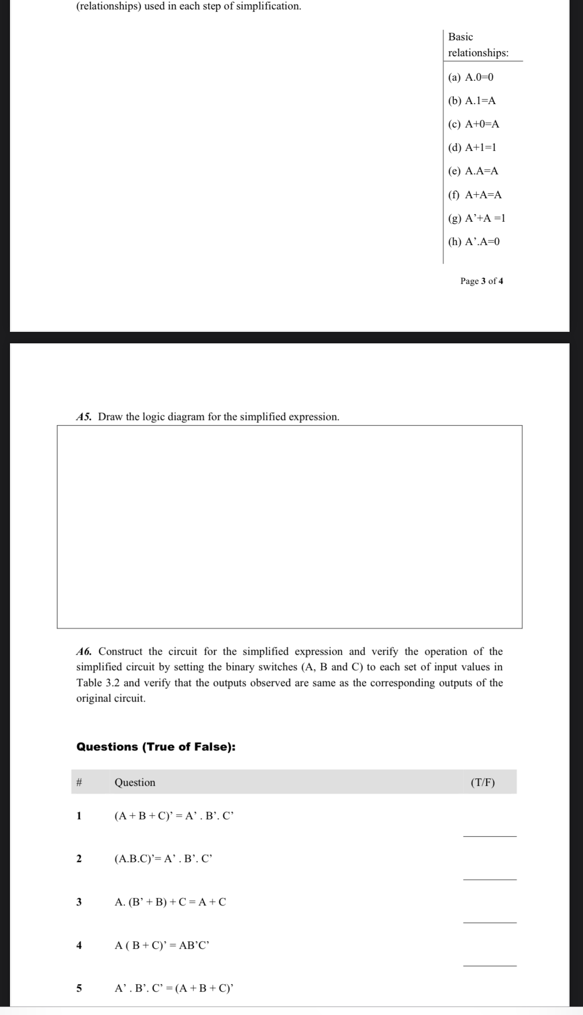 ( relationships ) used in each step of