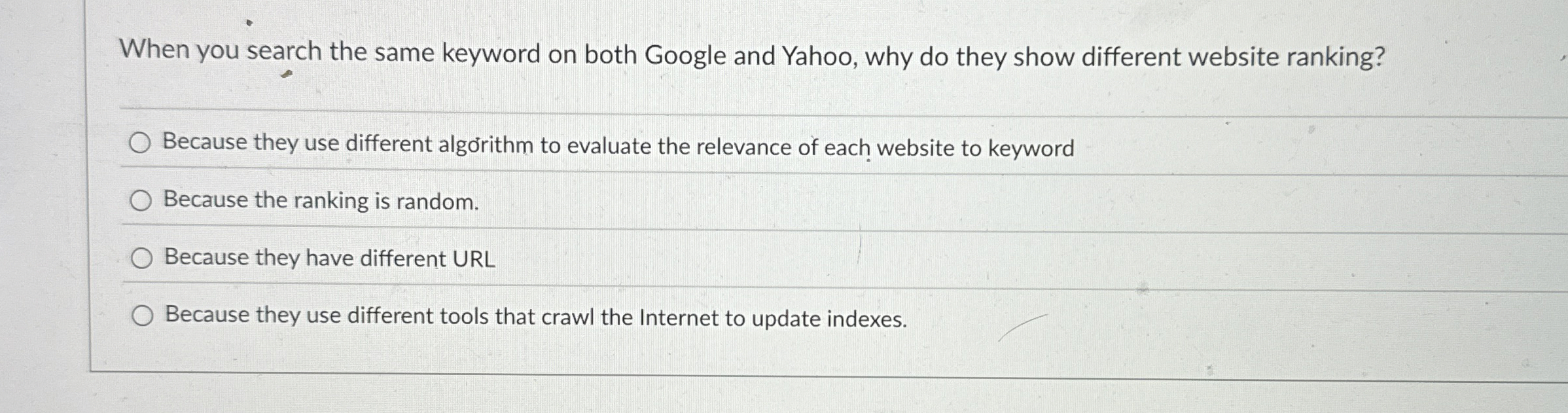 When you search the same keyword on both Google