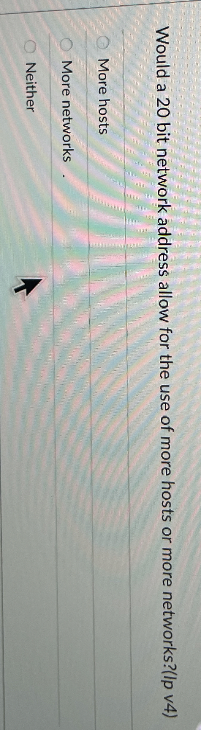 Would a 2 0 bit network address allow for the use