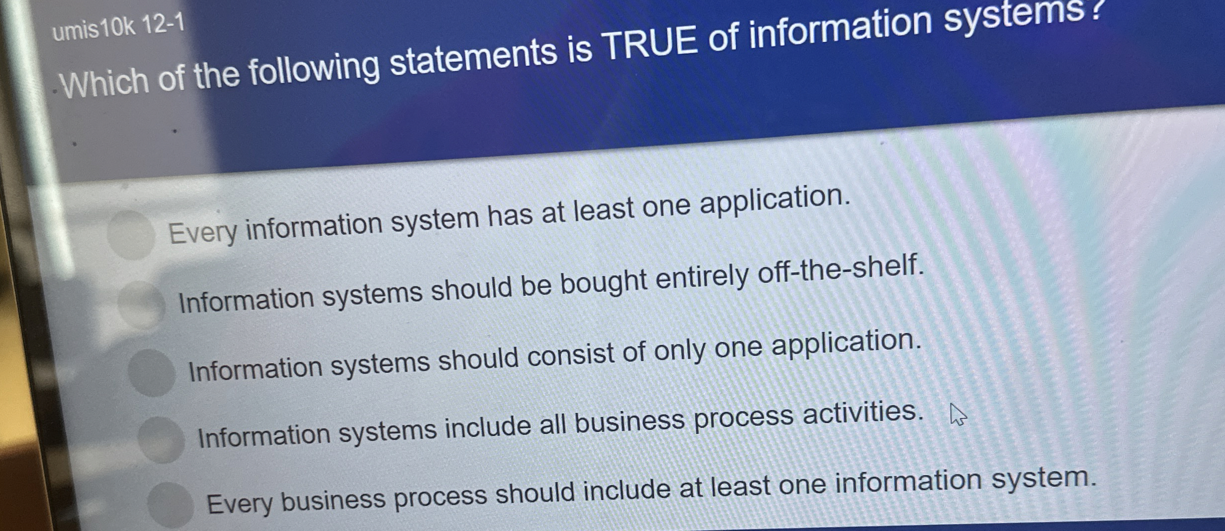 umis 1 0 k 1 2 - 1 Which of the following