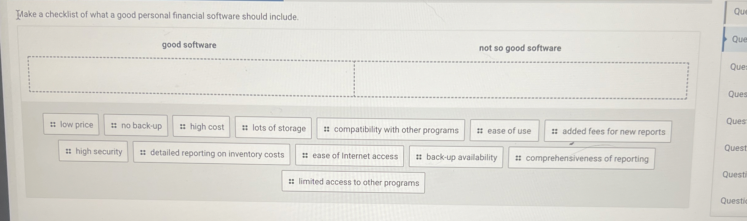 Yake a checklist of what a good personal