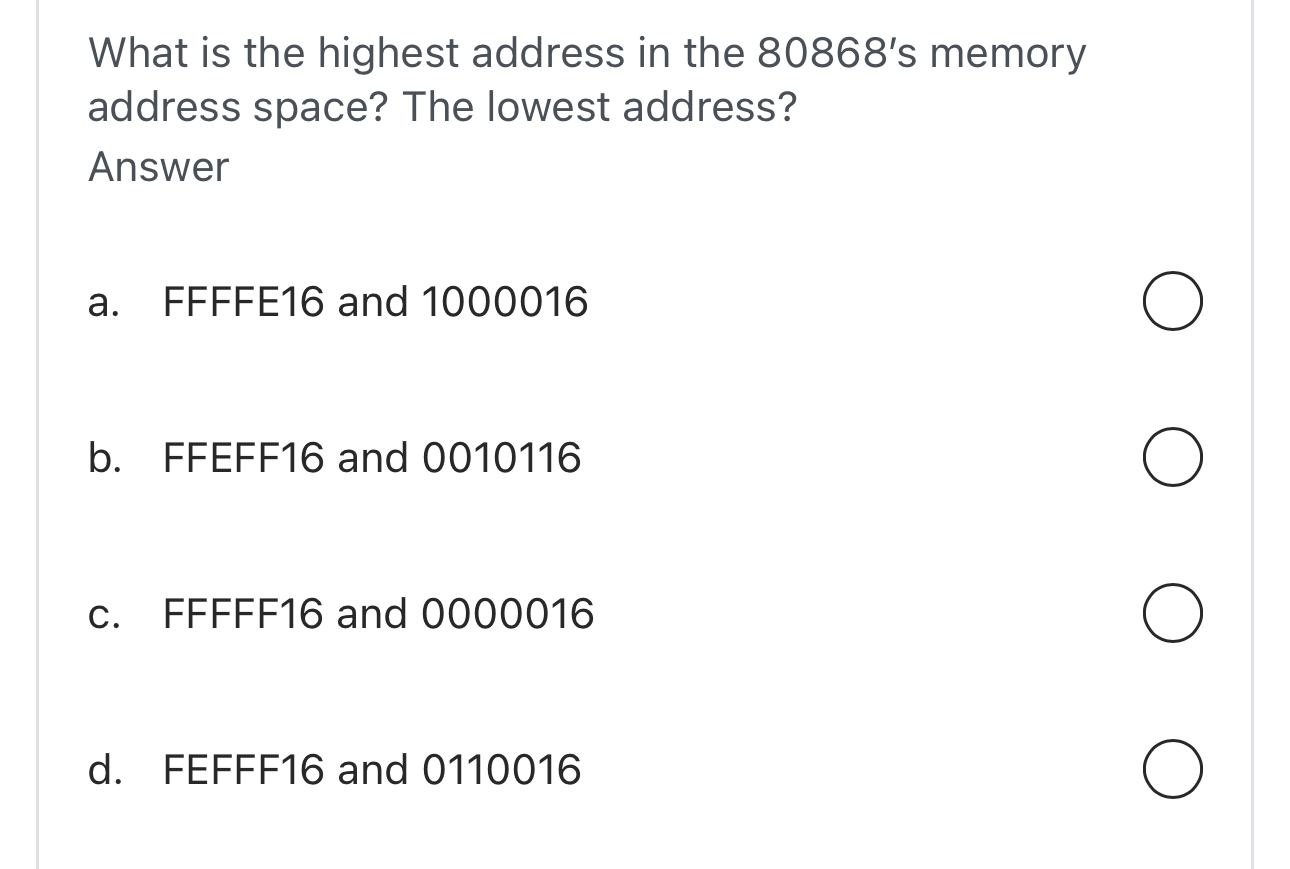 What is the highest address in the 8 0 8 6 8 ' s