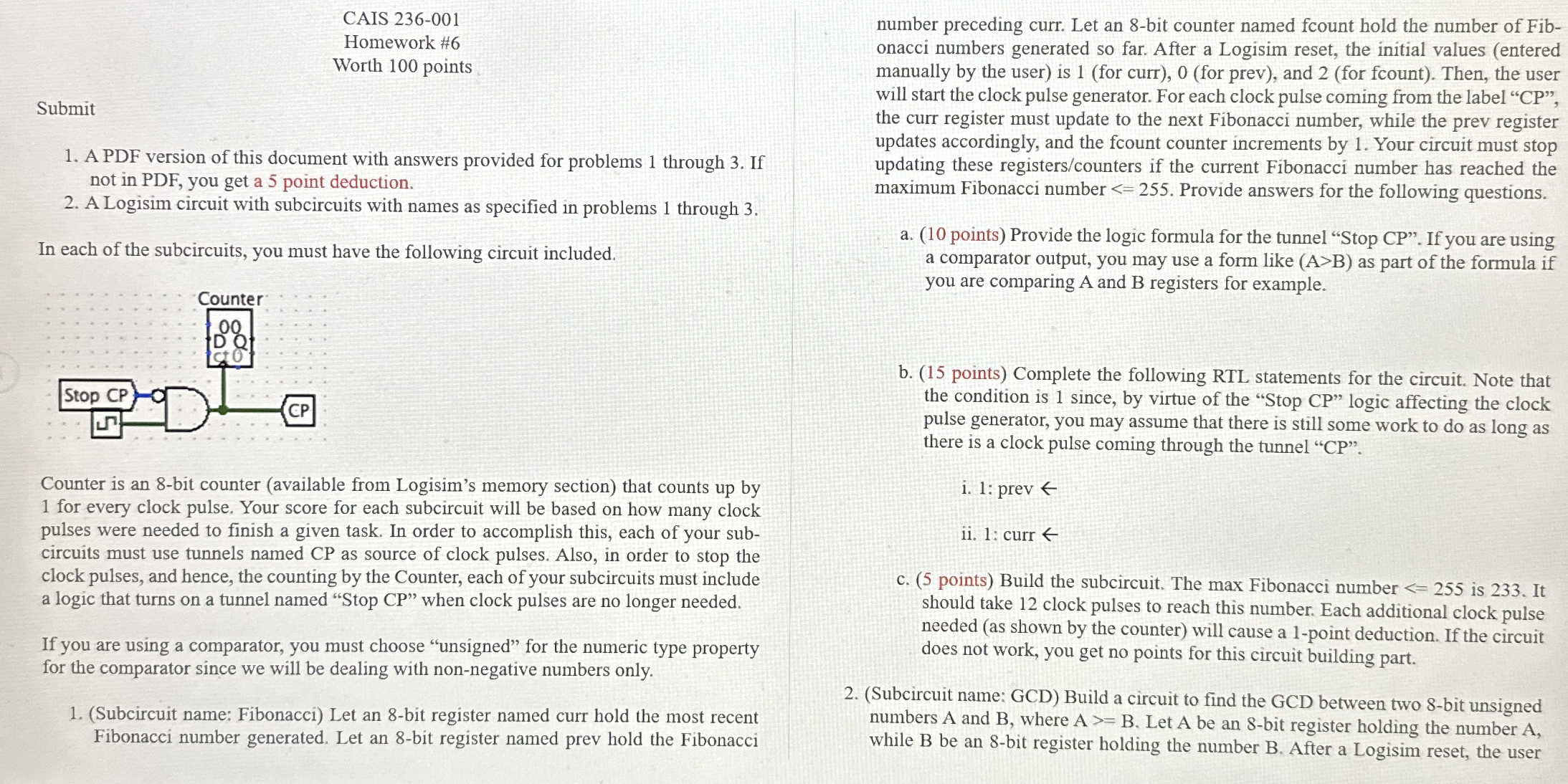 CAIS 2 3 6 - 0 0 1 Homework # 6 Worth 1 0 0