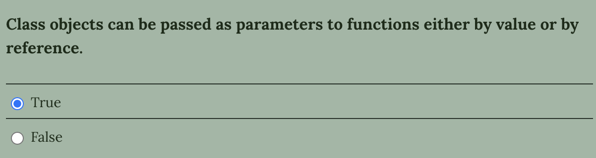 Class objects can be passed as parameters to