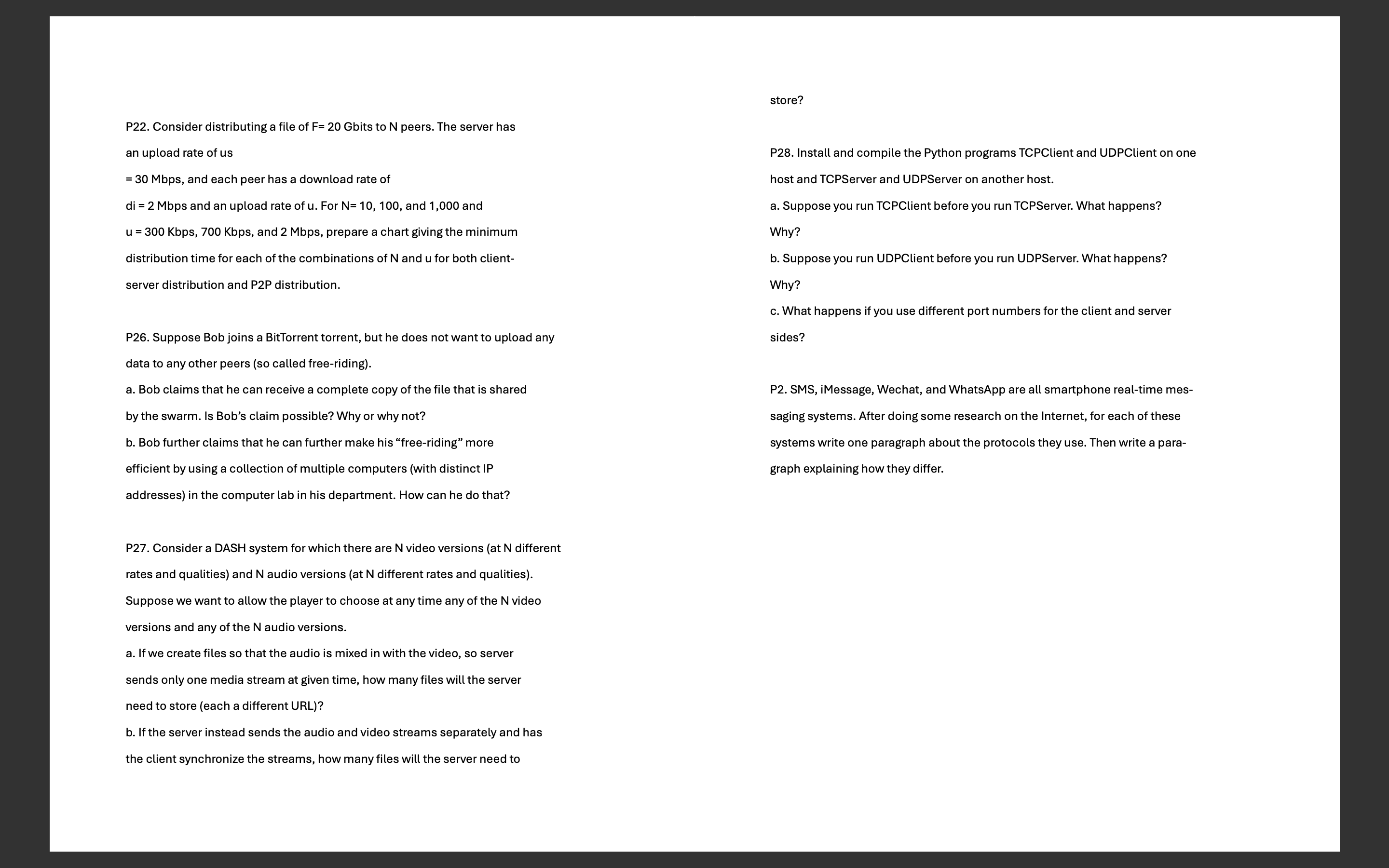 P 2 2 . Consider distributing a file of F = 2 0