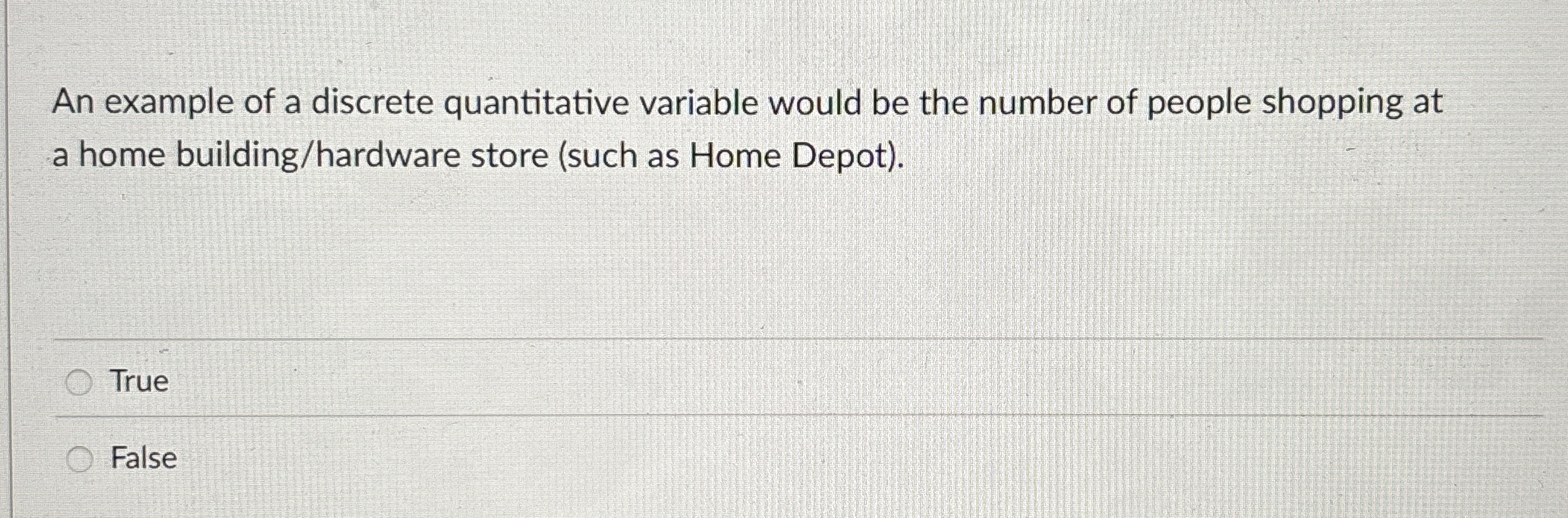 An example of a discrete quantitative variable