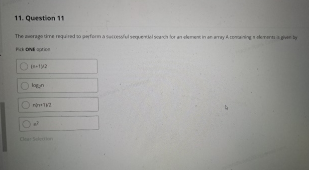 Question 1 1 The average time required to perform