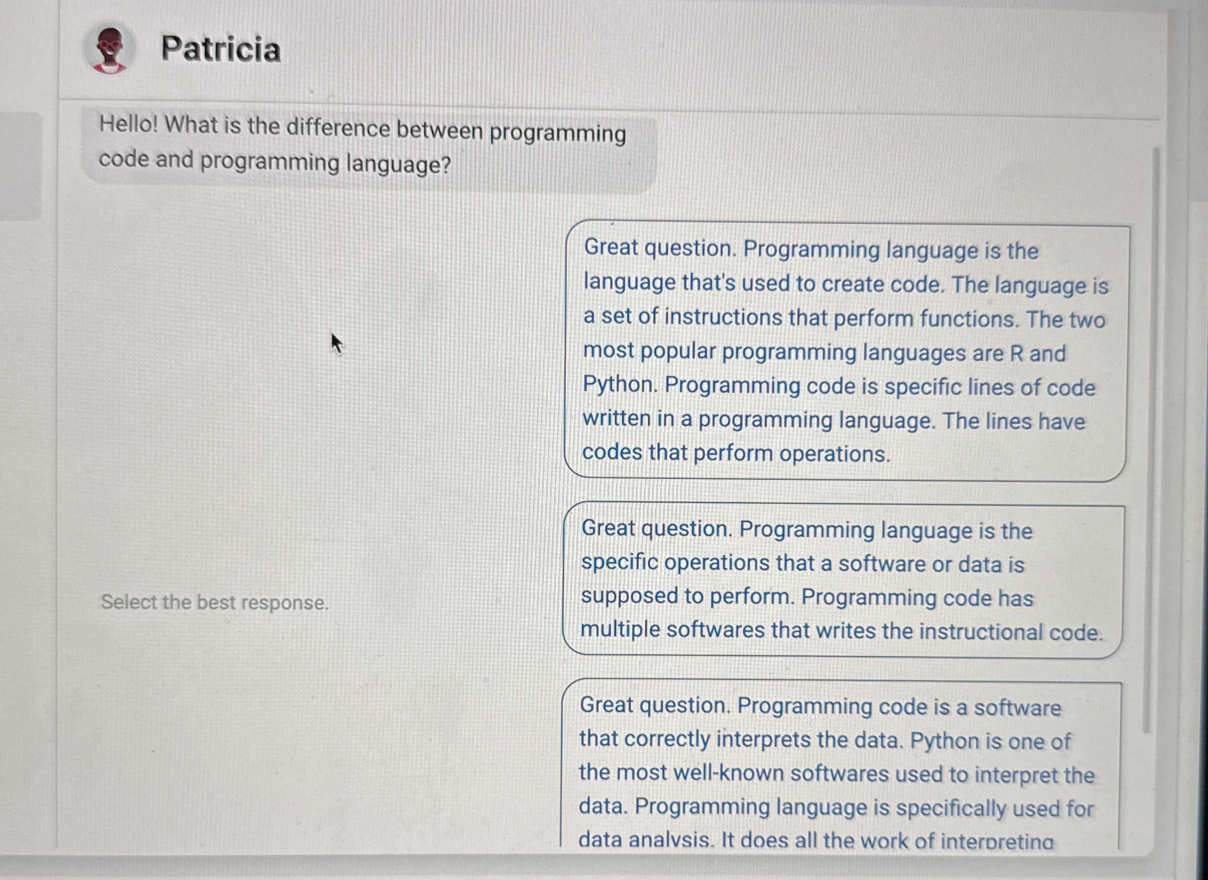 Patricia Hello! What is the difference between