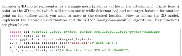 are given below. ` ` ` import igl #install libigl