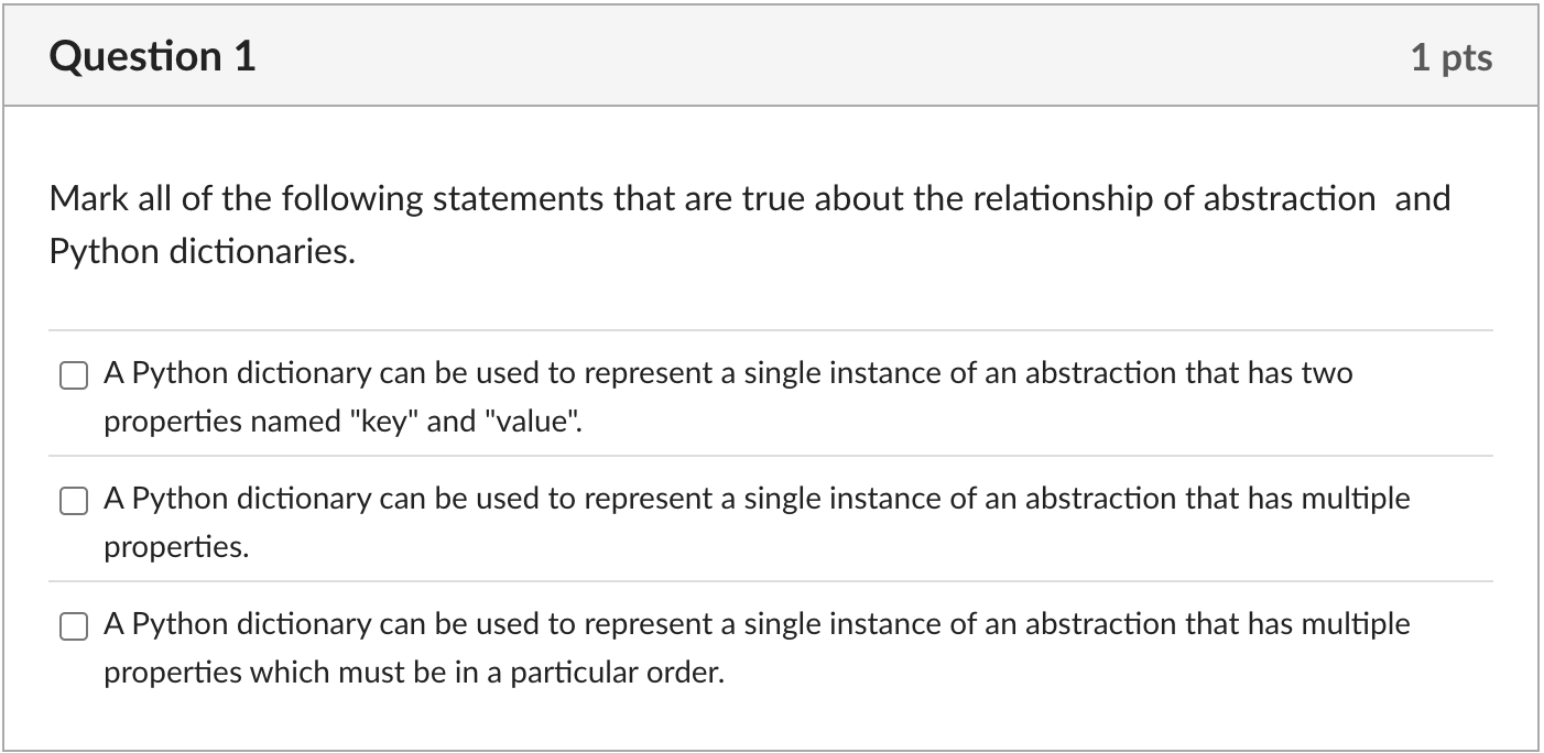 Question 1 Mark all of the following statements