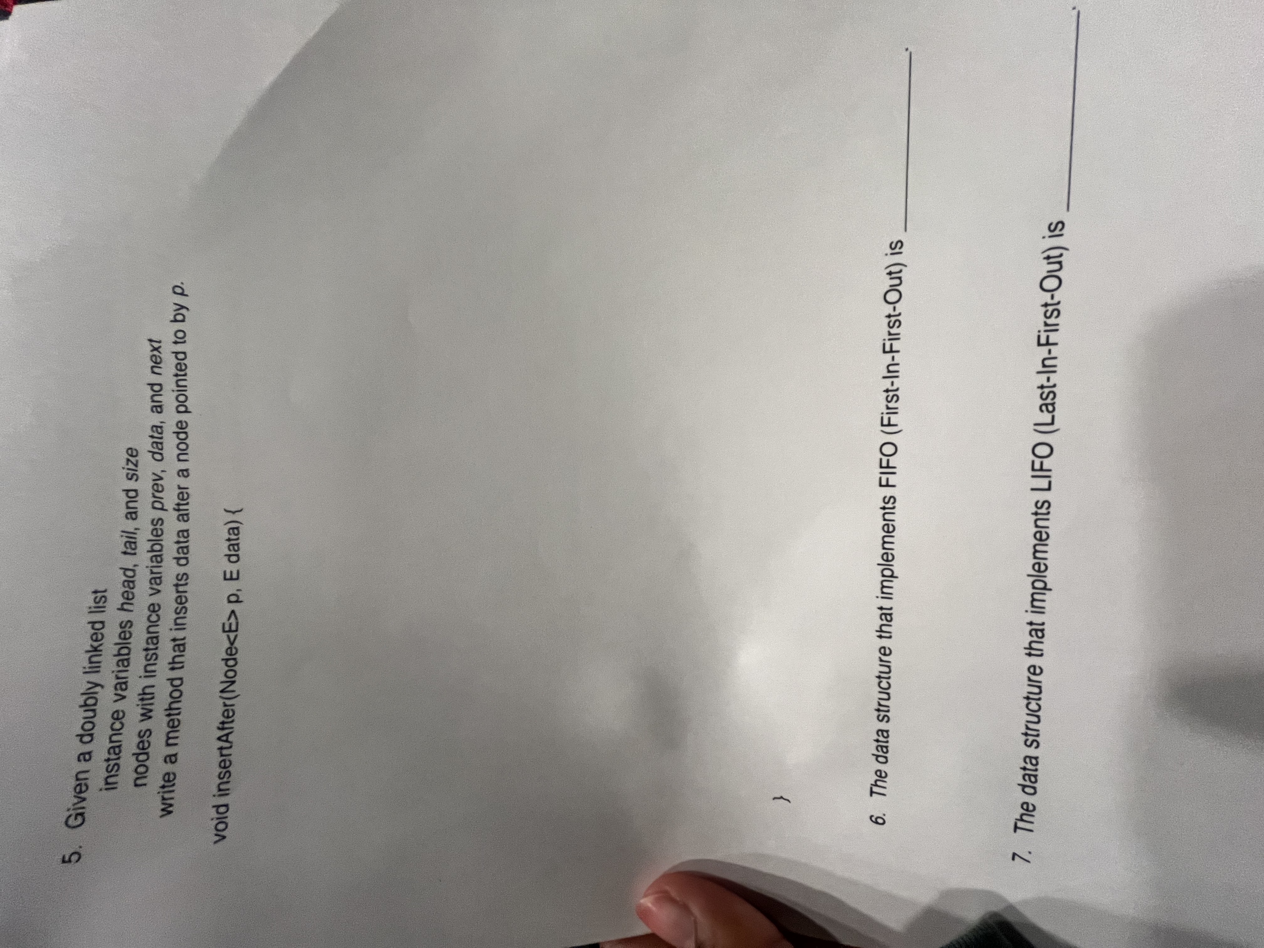 Given a doubly linked list instance variables