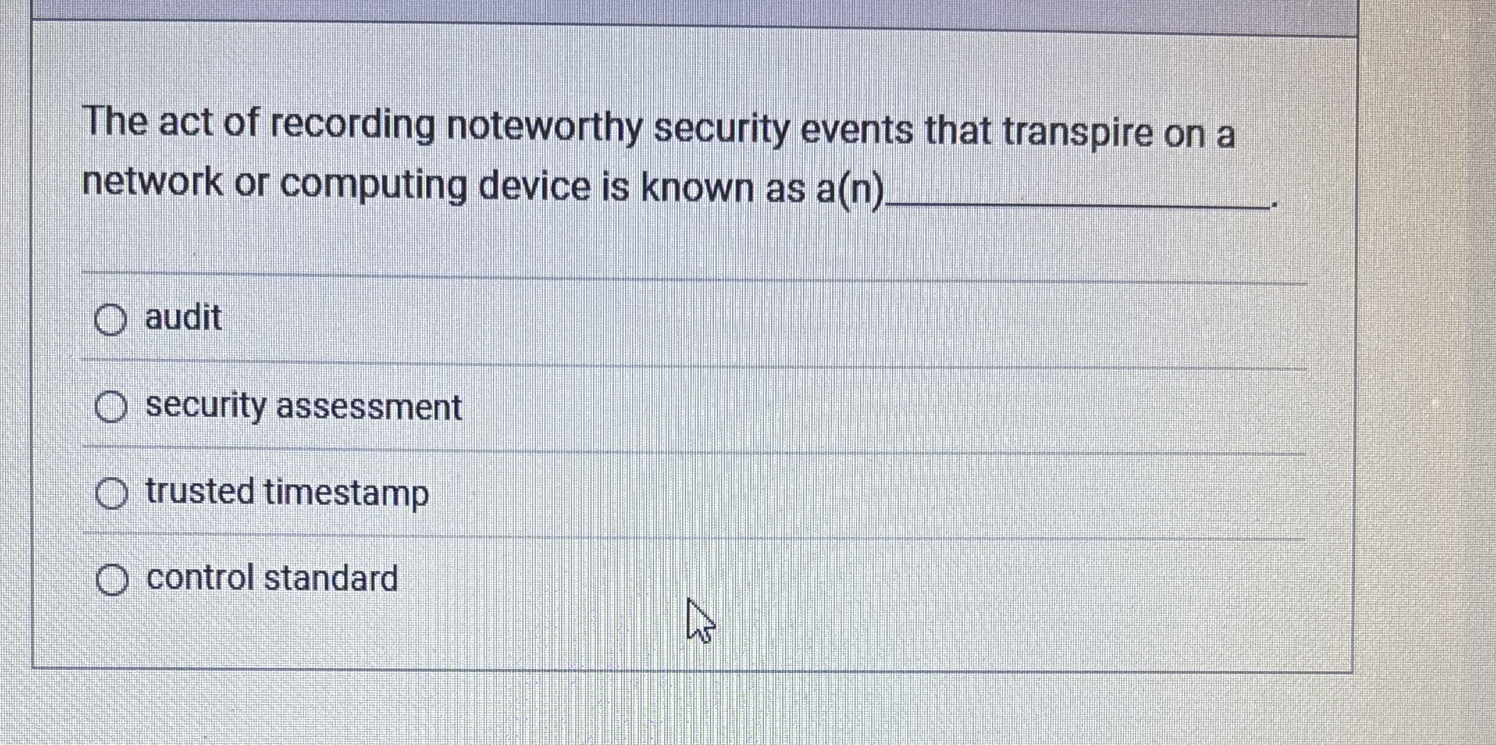 The act of recording noteworthy security events