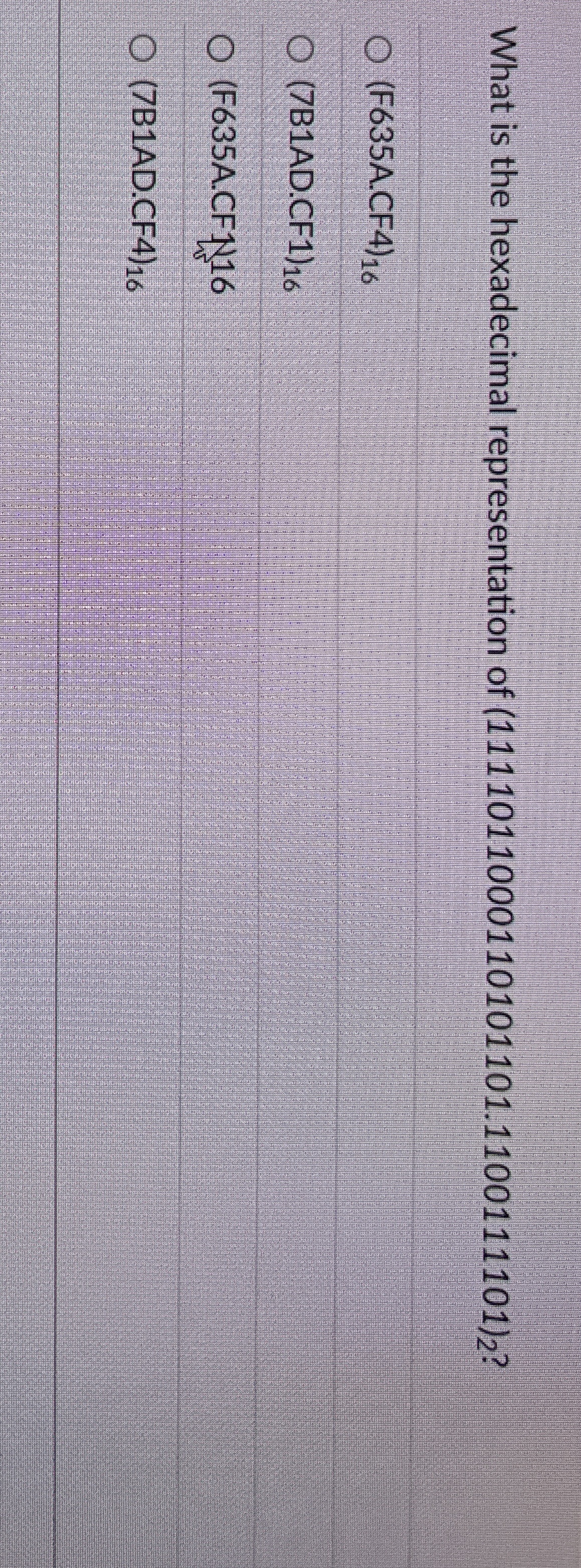 What is the hexadecimal representation of ( 1 1 1