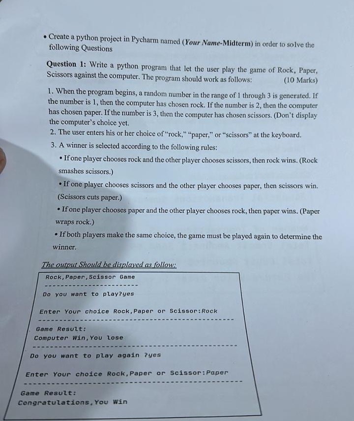 Create a python project in Pycharm named ( Your