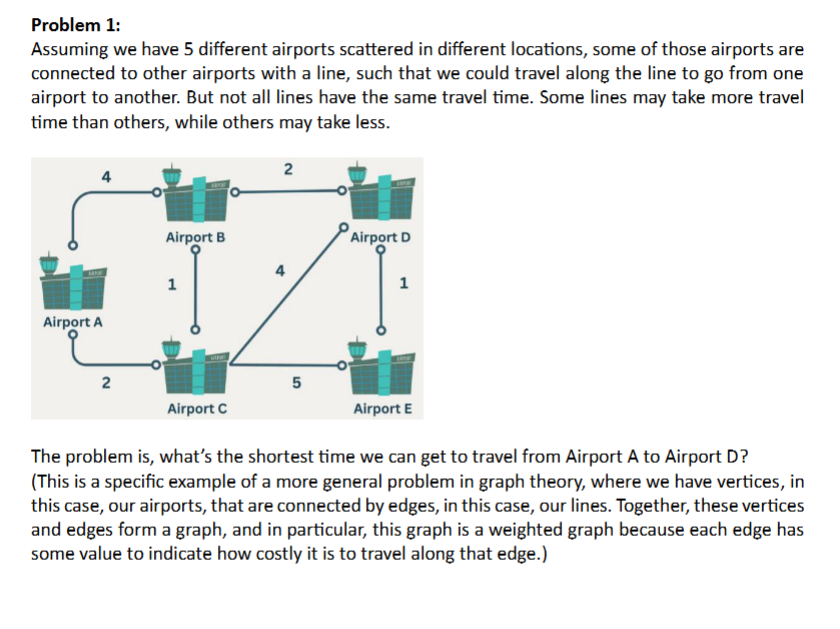 Problem 1 : Assuming we have 5 different airports
