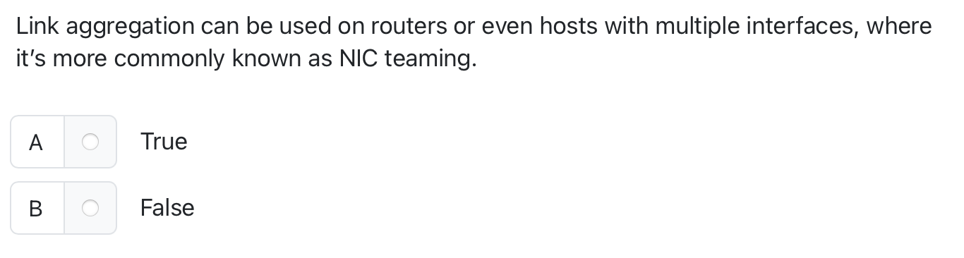 Link aggregation can be used on routers or even