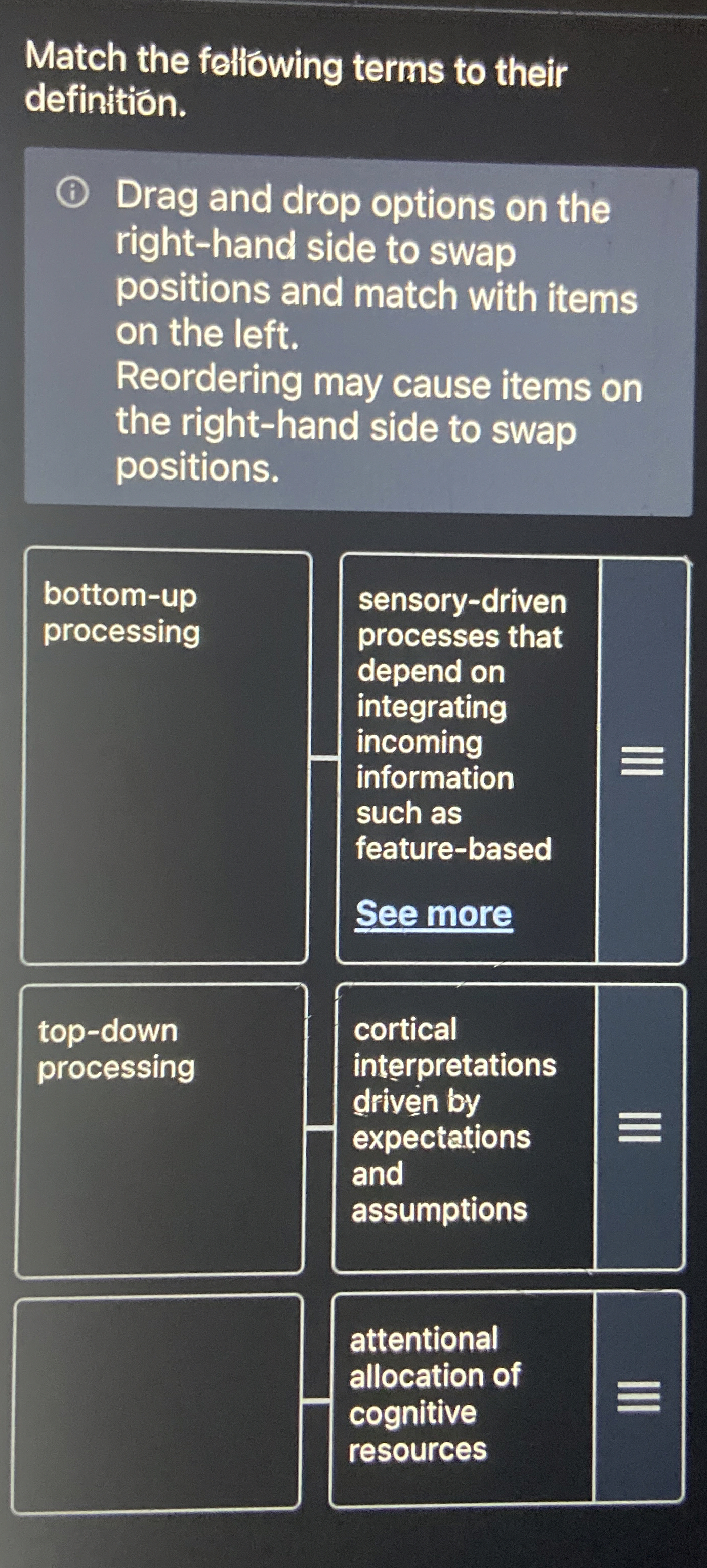 Match the fellowing terms to their definition. (
