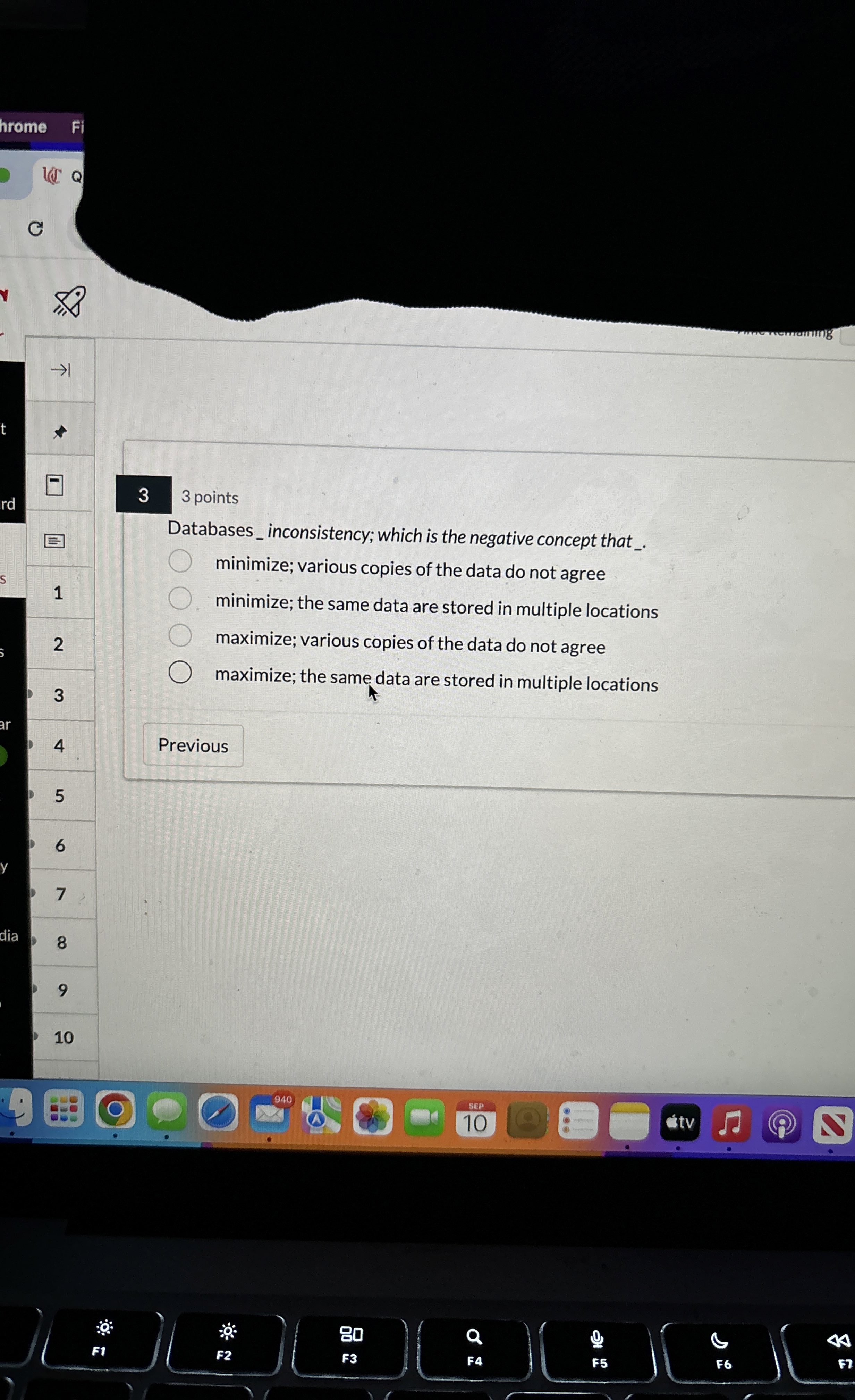 hrome id Q C 3 3 points Databases _