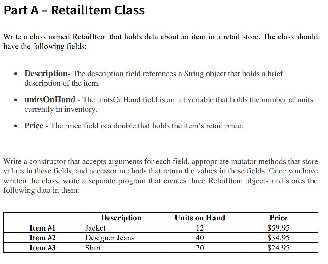 In java please, and do them in order, and make