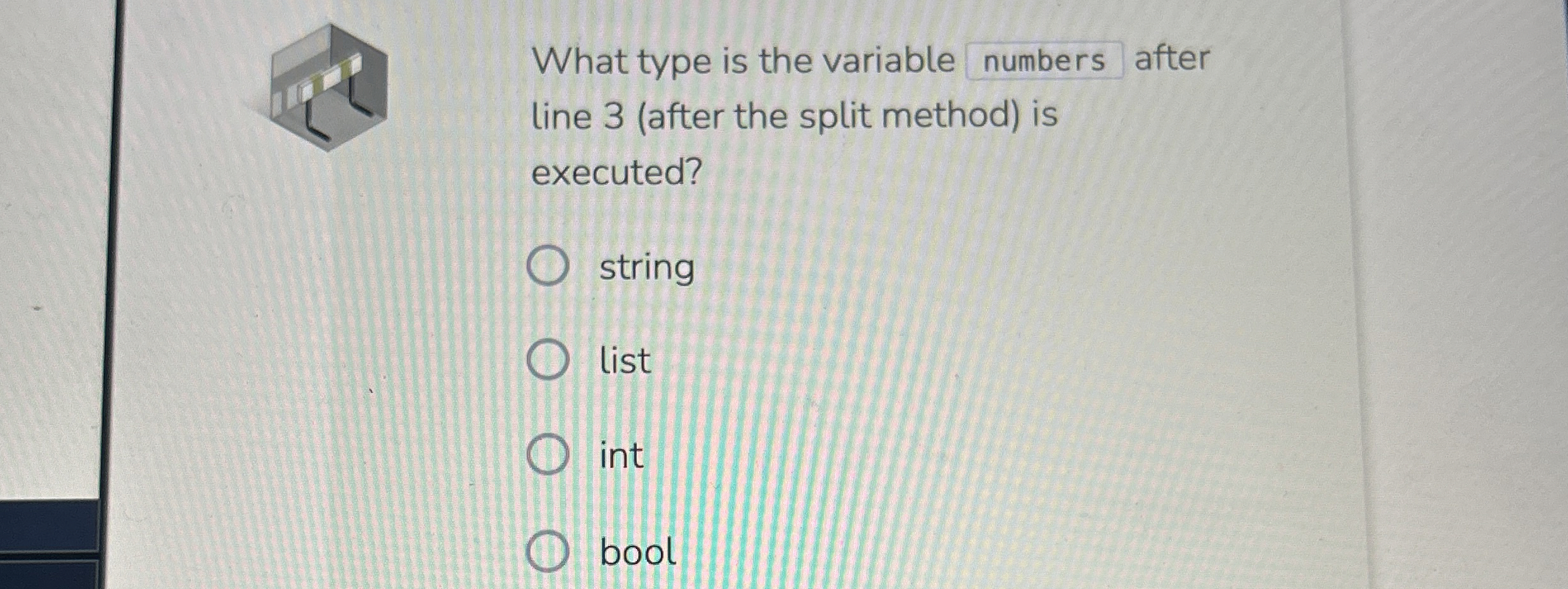 What type is the variable numbers after line 3 (