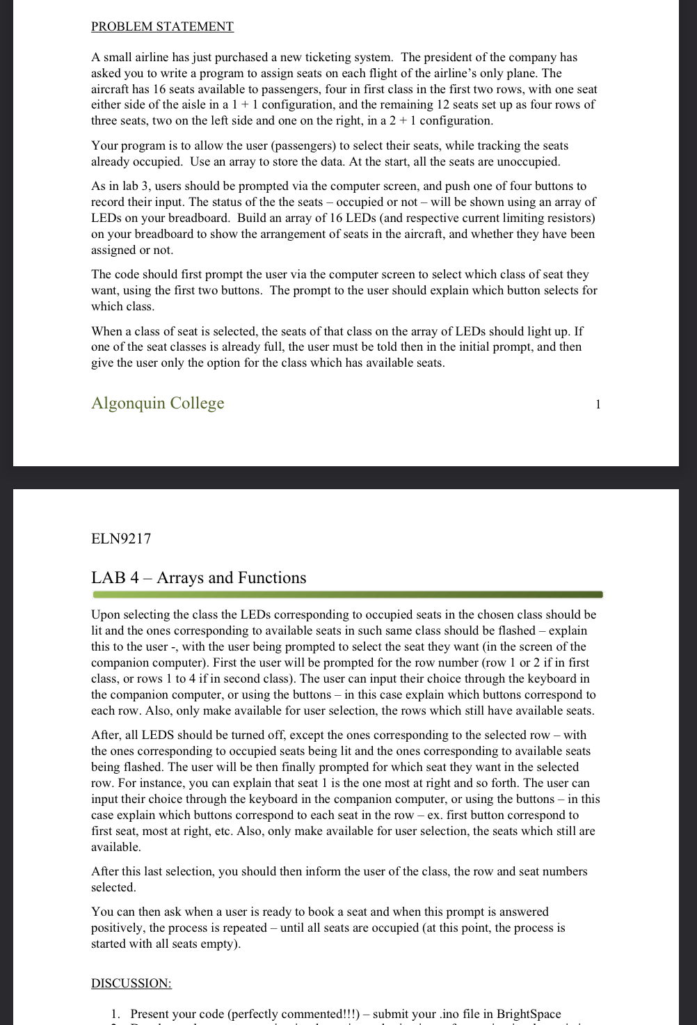 PROBLEM STATEMENT A small airline has just