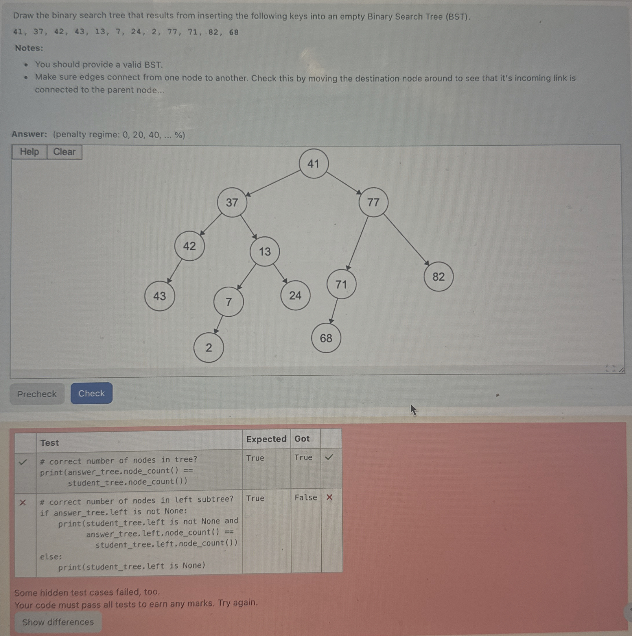 Draw the binary search tree that results from