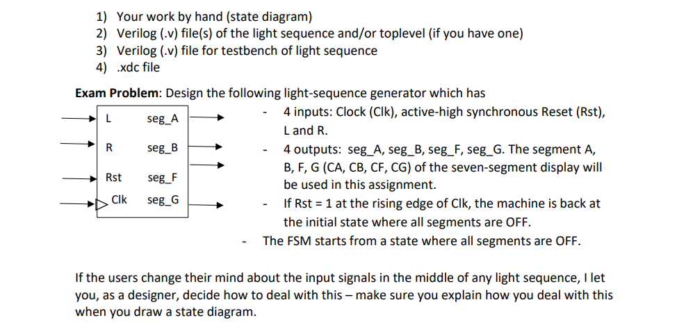 1 ) Your work by hand ( state diagram ) 2 )