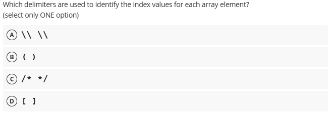 Which delimiters are used to identify the index