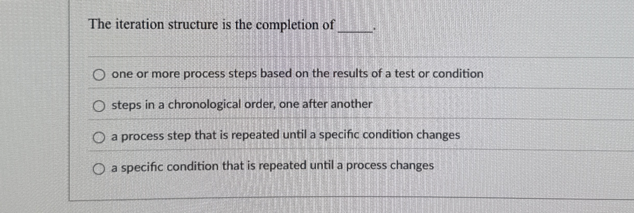 steps in a chronological order, one after another