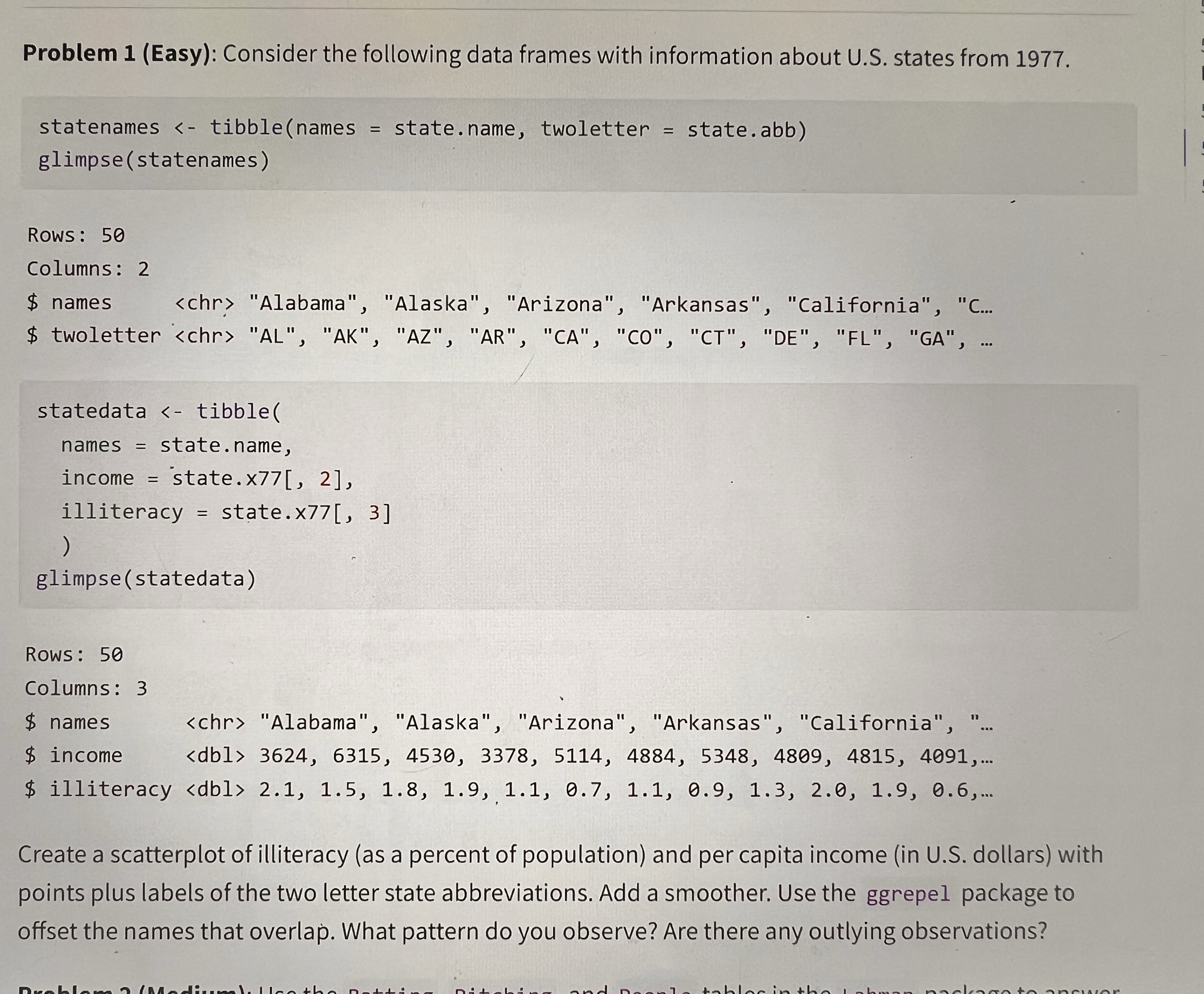 Rows: 5 0 Columns: 3 $ names ( : d b l : ) 3 6 2