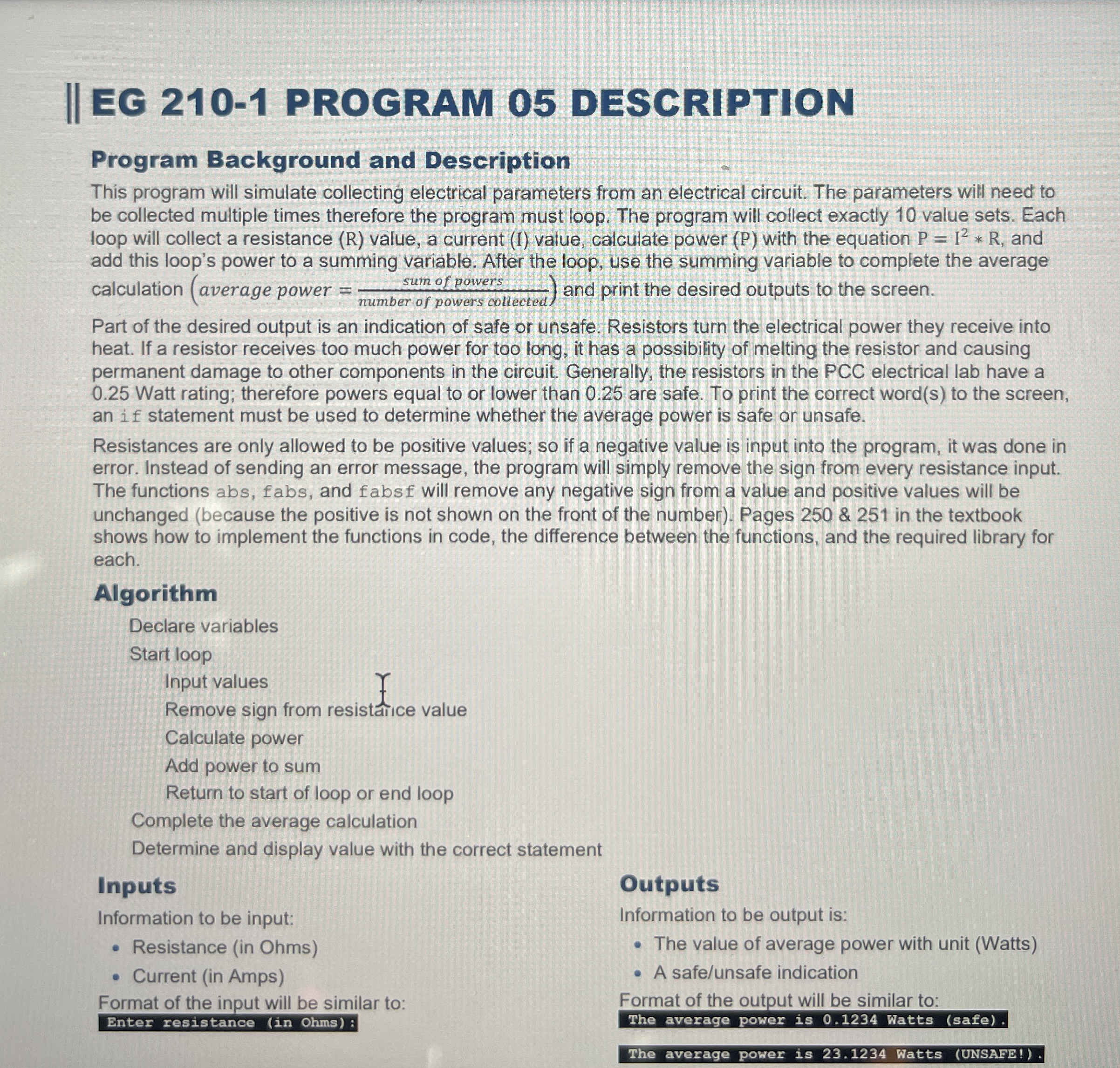 | | EG 2 1 0 - 1 PROGRAM 0 5 DESCRIPTION Program