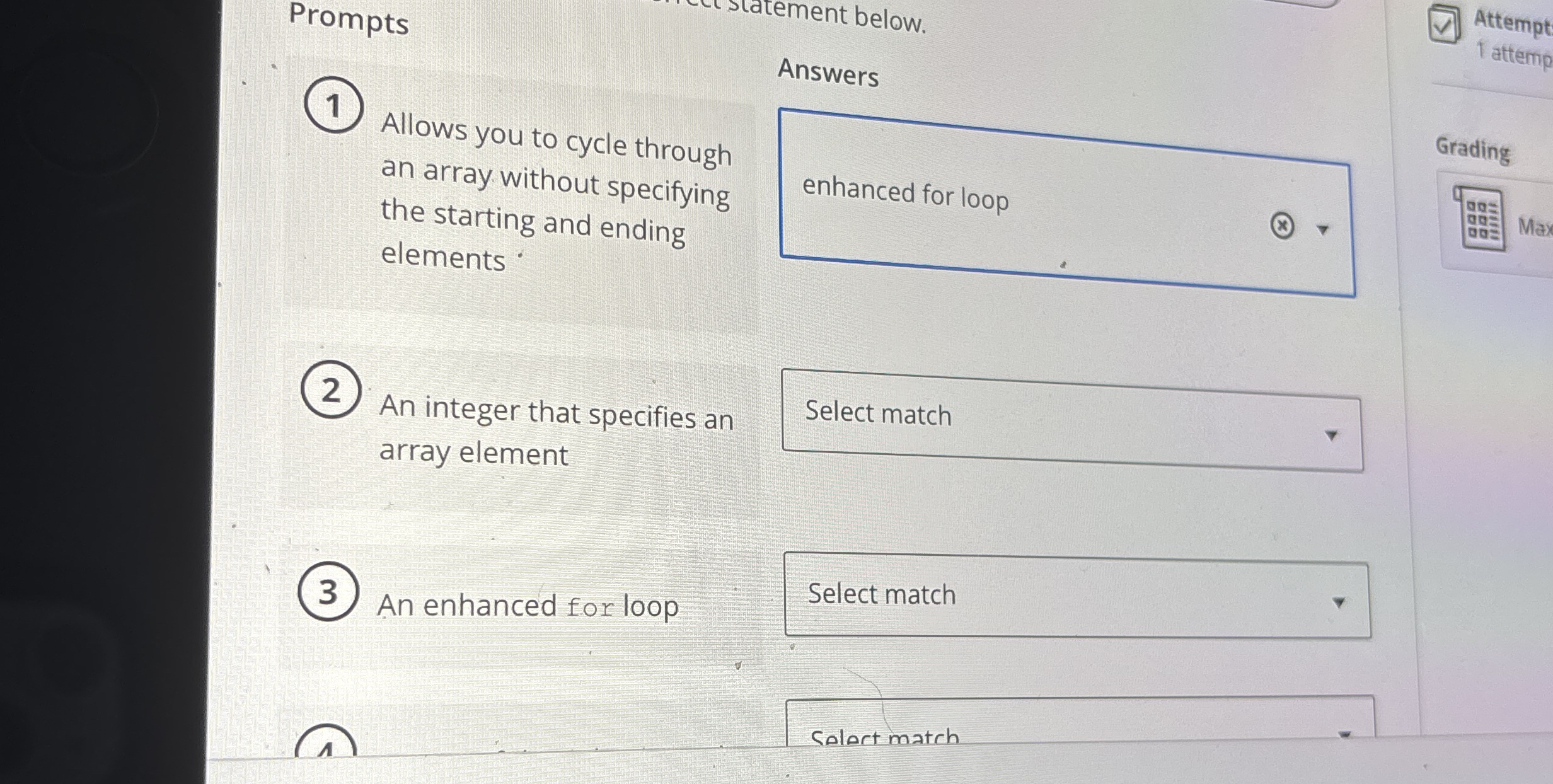 Prompts ( 1 ) Allows you to cycle through an