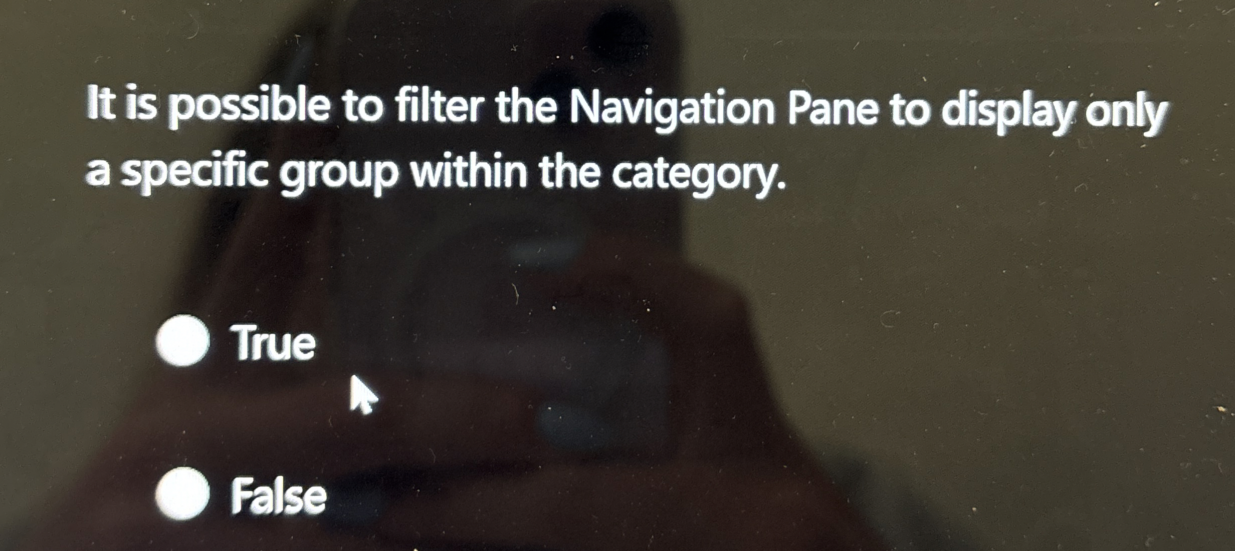 It is possible to filter the Navigation Pane to