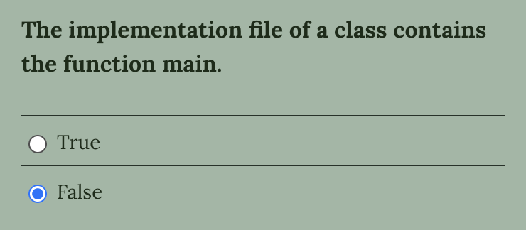 The implementation file of a class contains the