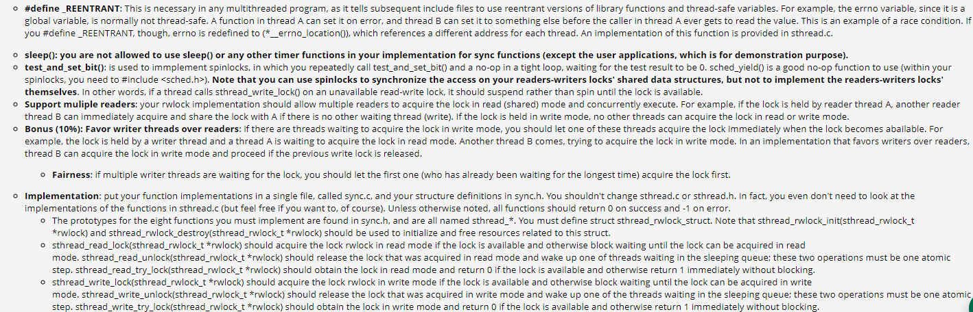 In this project, you will add synchronization
