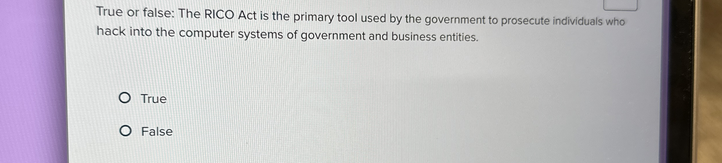 True or false: The RICO Act is the primary tool