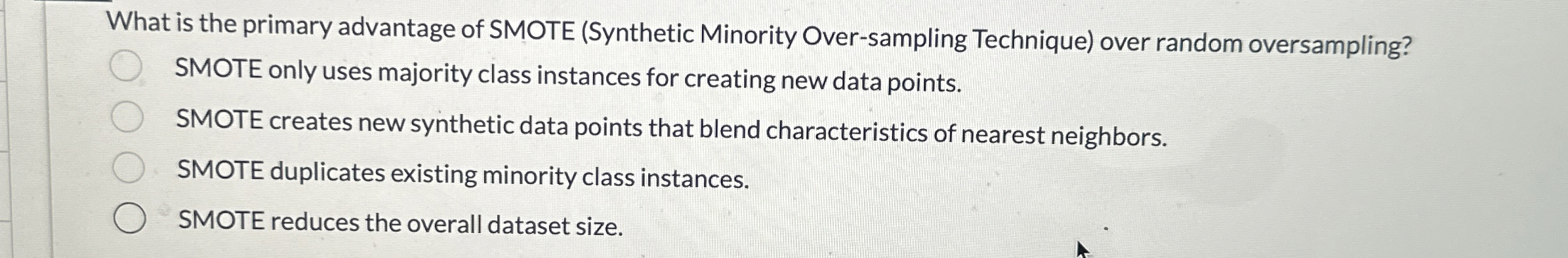 What is the primary advantage of SMOTE (