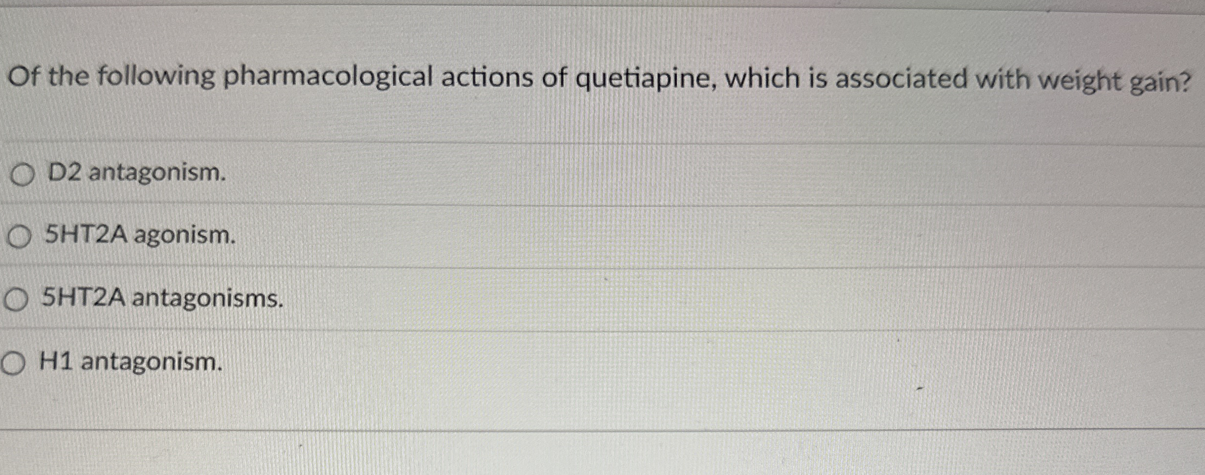 Of the following pharmacological actions of