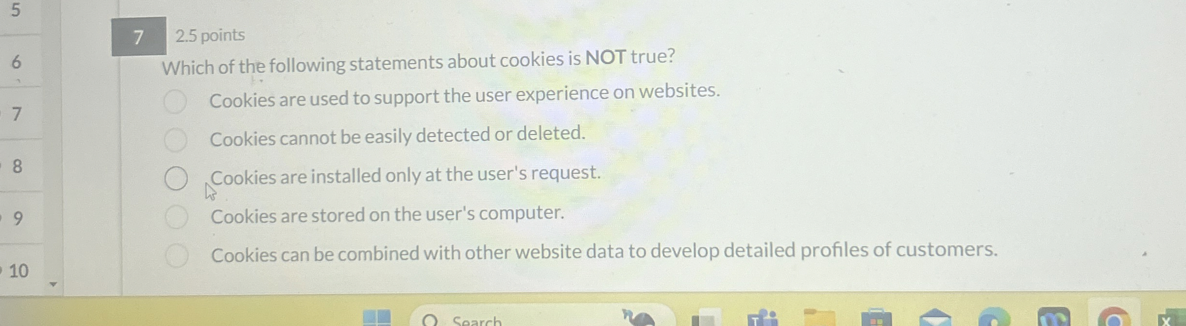 7 2 . 5 points Which of the following statements