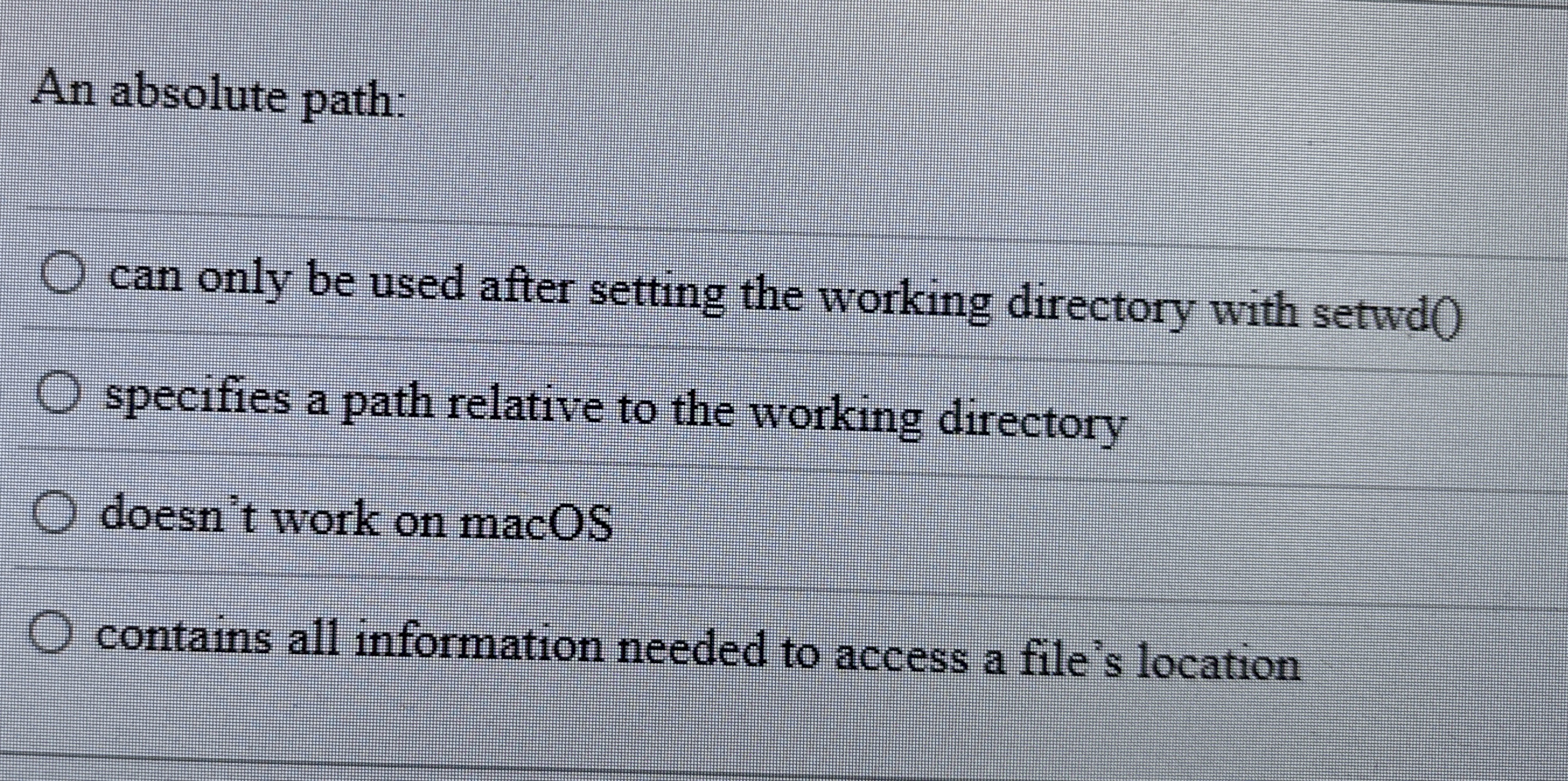 An absolute path: can only be used after setting